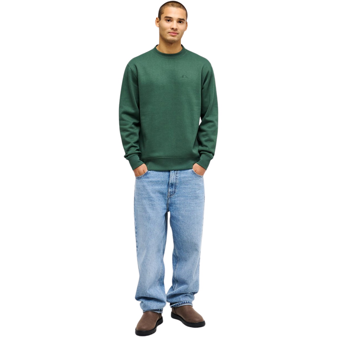 2026 Quiksilver Mens Salt Water Crew Sweatshirt EQYFT05158 - Forest